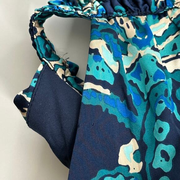 NWD Nicole Miller Blue Halter Neck Silk Feel Midi Dress Womens Size Large L NEW - Picture 10 of 10